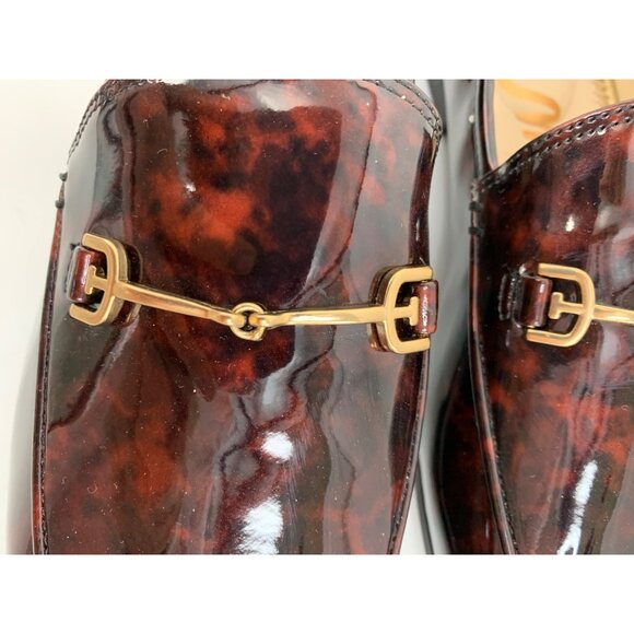 Sam Edelman Loraine Faux Patent Leather Loafers Tortoiseshell Gold Bit Size 10M - Picture 11 of 11